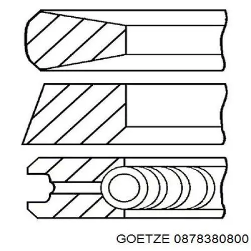 Кольца поршневые на 1 цилиндр, 2-й ремонт (+0,65) Goetze 0878380800