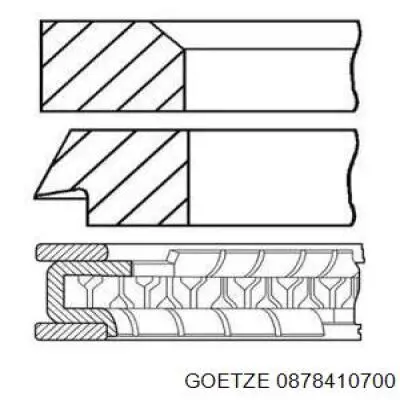 08-784107-00 Goetze кольца поршневые на 1 цилиндр, 2-й ремонт (+0,50)