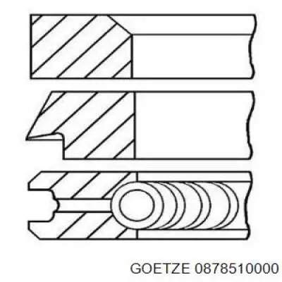 0878510000 Goetze Поршневые кольца на 1 цилиндр, STD