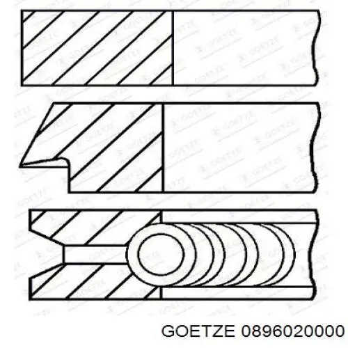 Кільця поршневі комплект на мотор, STD. 0896020000 Goetze