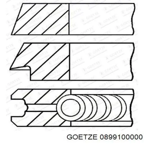 Комплект поршневых колец на 1 цилиндр, стандарт 0899100000 Goetze