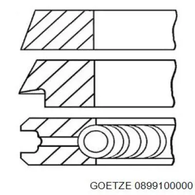 0899100000 Goetze Поршневые кольца на 1 цилиндр, STD