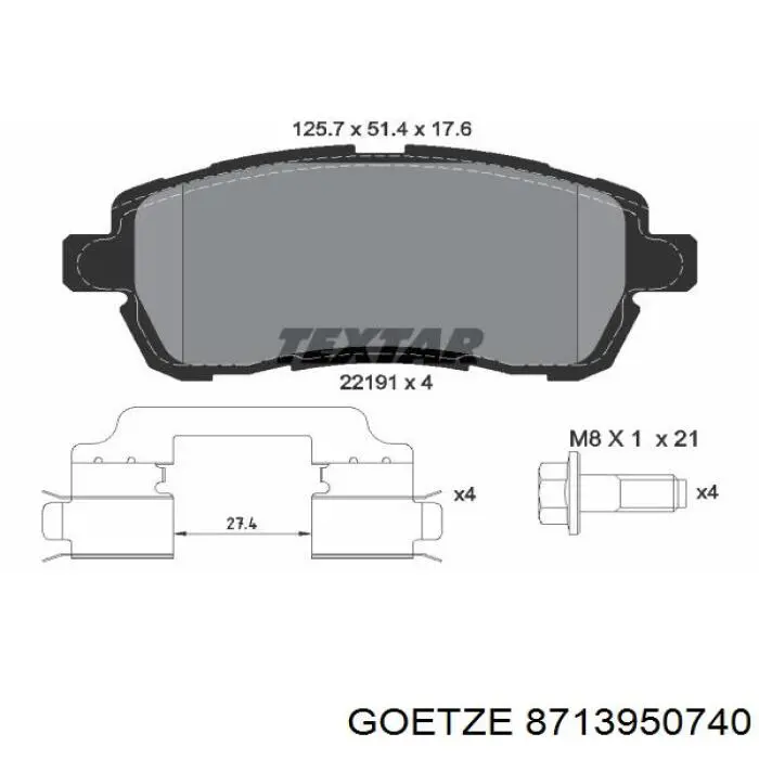 87-139507-40 Goetze поршень в комплекте на 1 цилиндр, 2-й ремонт (+0,50)