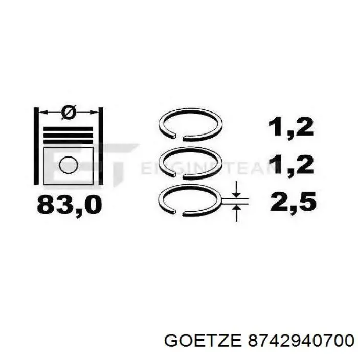 Поршень на 1 цилиндр, 2-й ремонт PN54001 Autowelt