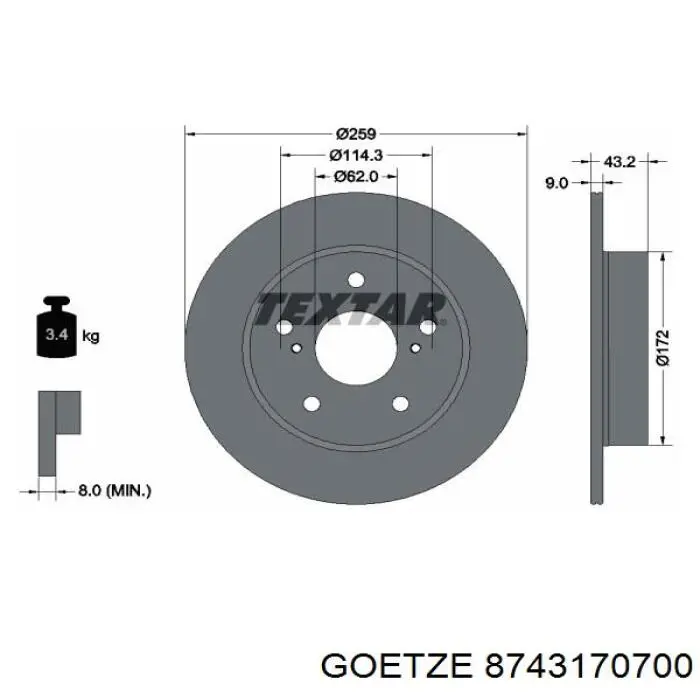 Поршень в комплекте на 1 цилиндр, 2-й ремонт (+0,50) Goetze 8743170700 цена, от 80.51 USD