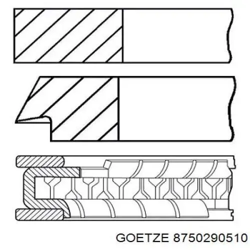 87-502905-10 Goetze поршень в комплекте на 1 цилиндр, 1-й ремонт (+0,25)