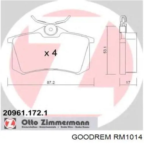 RM1014 Goodrem Колодки тормозные дисковые комплект