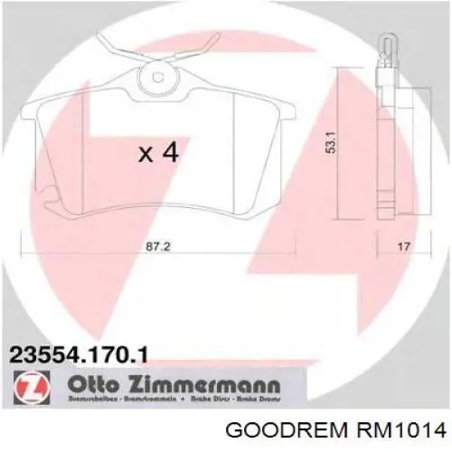 Колодки дисковые  Goodrem RM1014 цена, от 11.03 USD
