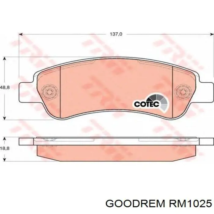 RM1025 Goodrem Колодки тормозные дисковые комплект