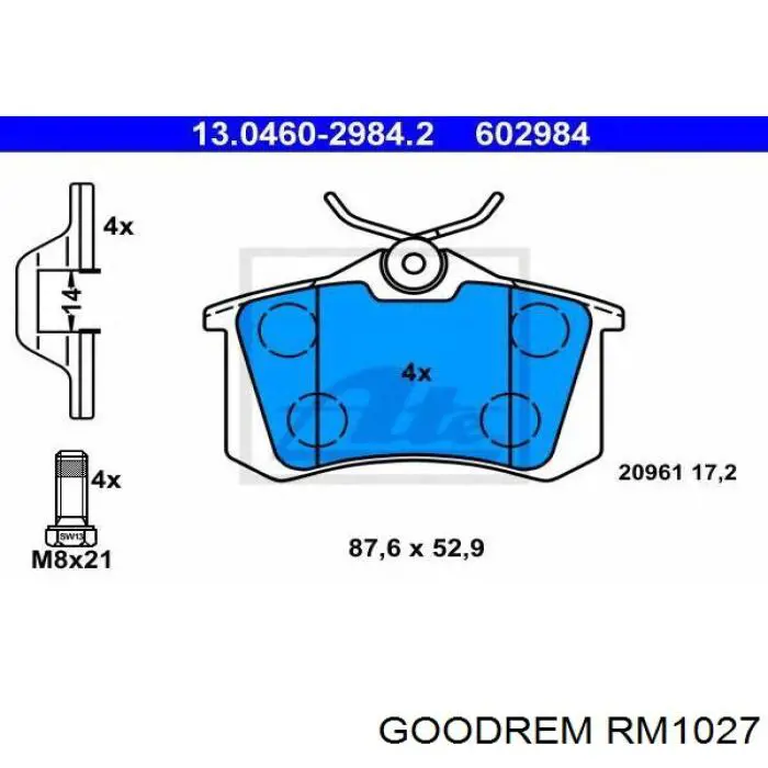 Колодки дисковые  Goodrem RM1027 цена, от 10.55 USD