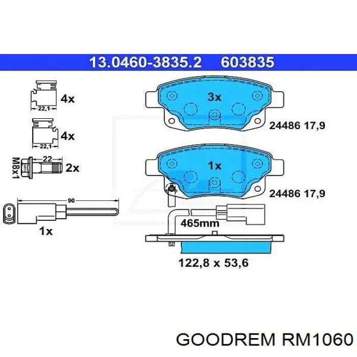RM1060 Goodrem sapatas do freio traseiras de disco