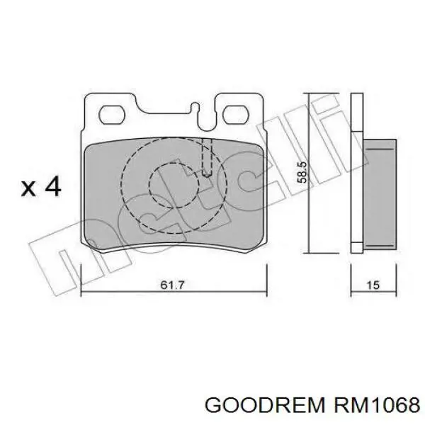 RM1068 Goodrem колодки тормозные задние дисковые