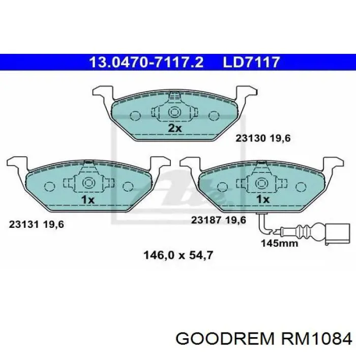 Pastillas de freno delanteras RM1084 Goodrem