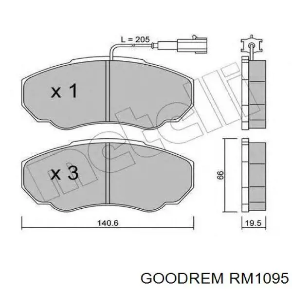 Купить RM1095 Goodrem Колодки тормозные