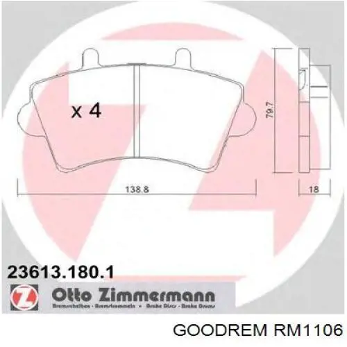 Колодки Goodrem RM1106 цена, от 16.78 USD