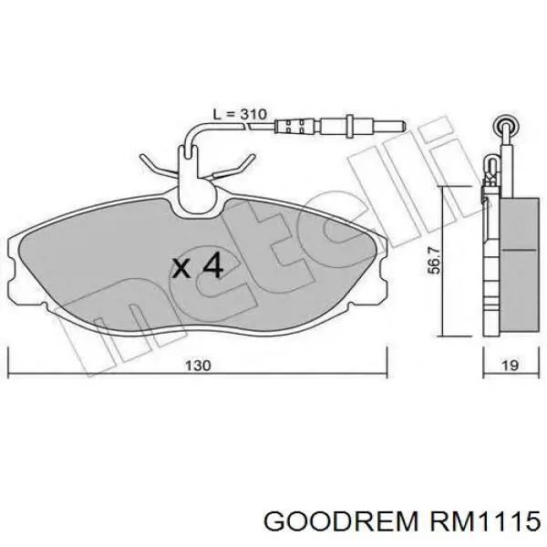 RM1115 Goodrem передние тормозные колодки