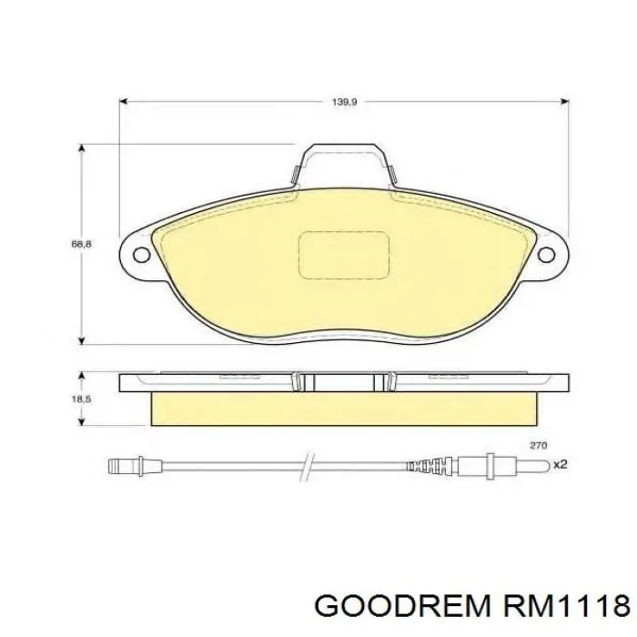 Sapatas do freio dianteiras de disco Goodrem RM1118 preço, a partir de 38,83 USD