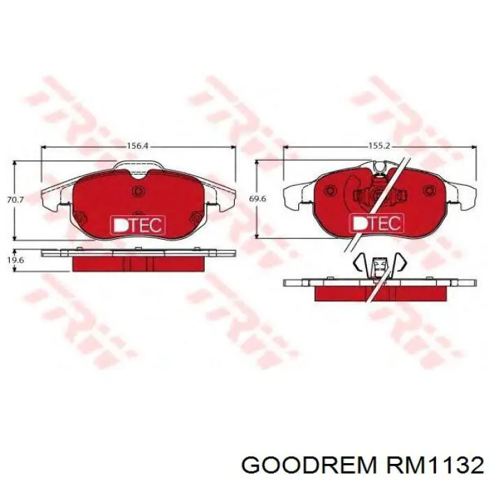 Купить RM1132 Goodrem Колодки тормозные