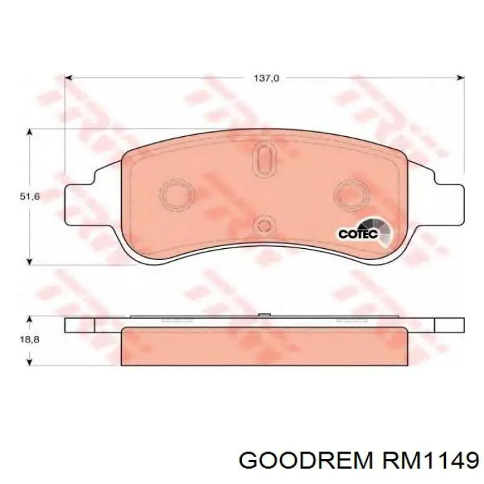 RM1149 Goodrem Колодки передние