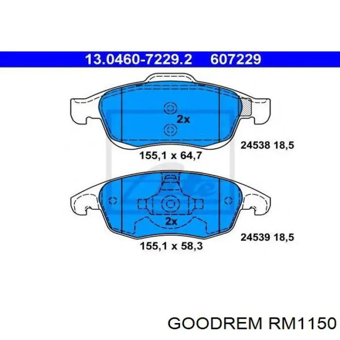 Купить RM1150 Goodrem Колодки тормозные