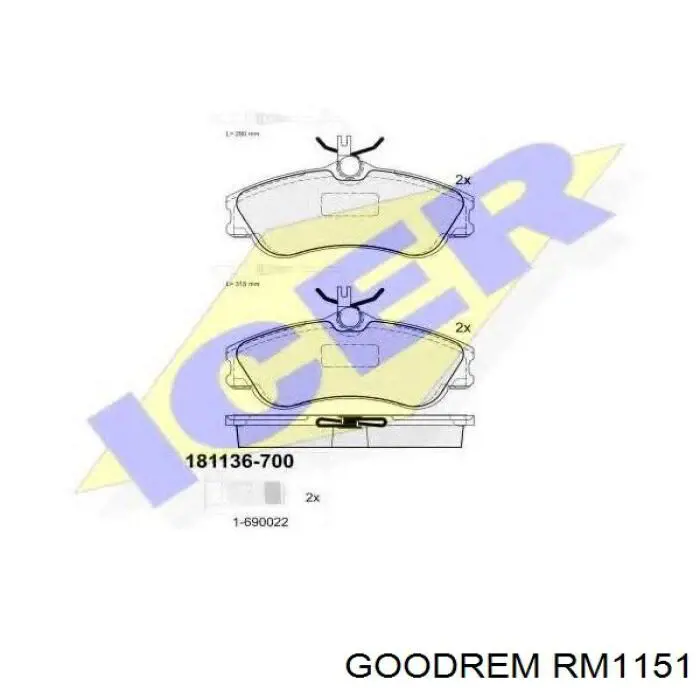 RM1151 Goodrem передние тормозные колодки