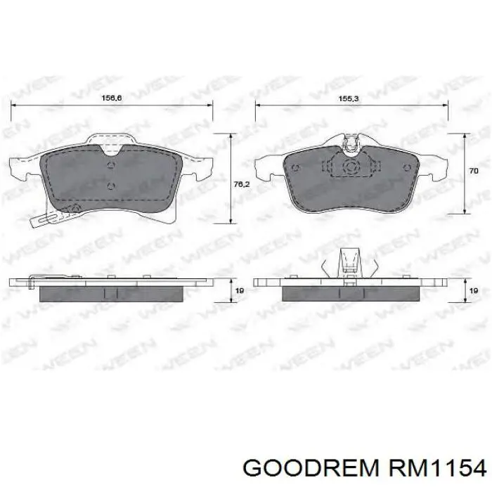 RM1154 Goodrem Колодки передние