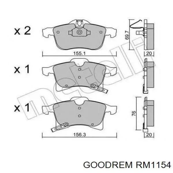 Купить RM1154 Goodrem Колодки тормозные