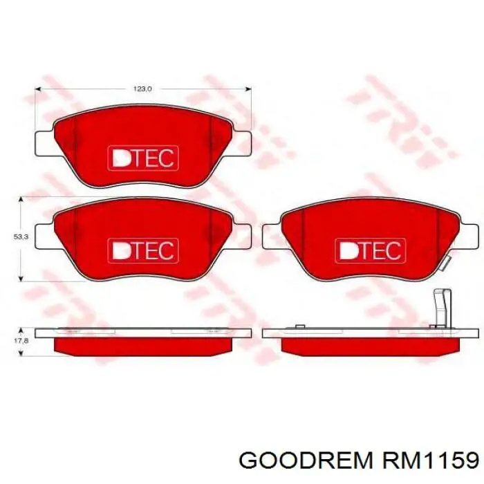 Передние тормозные колодки RM1159 Goodrem