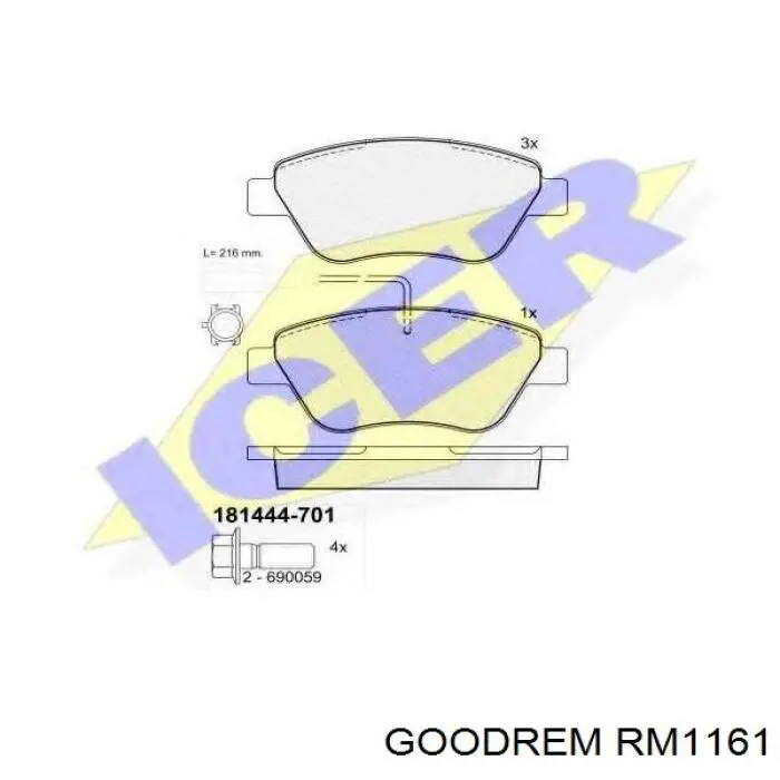 RM1161 Goodrem Колодки передние