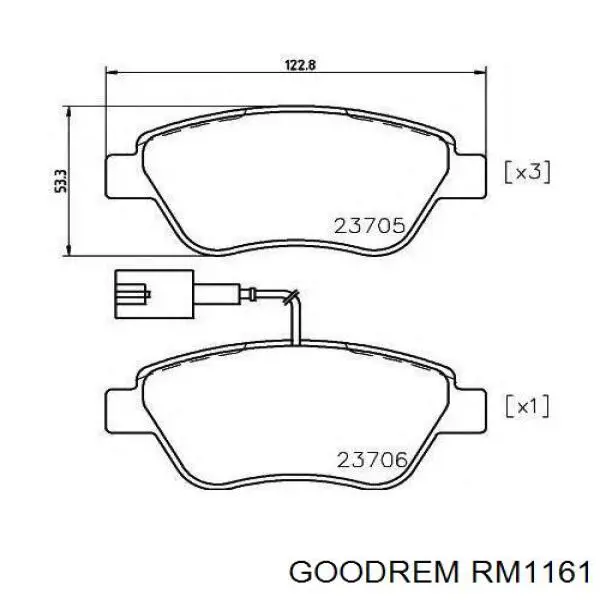 RM1161 Goodrem sapatas do freio dianteiras de disco