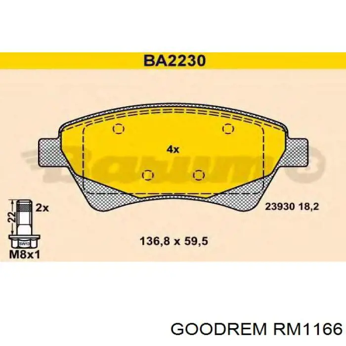 Купить RM1166 Goodrem Колодки тормозные
