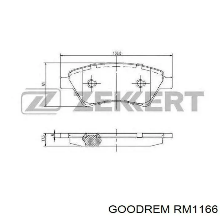 Передние тормозные колодки RM1166 Goodrem