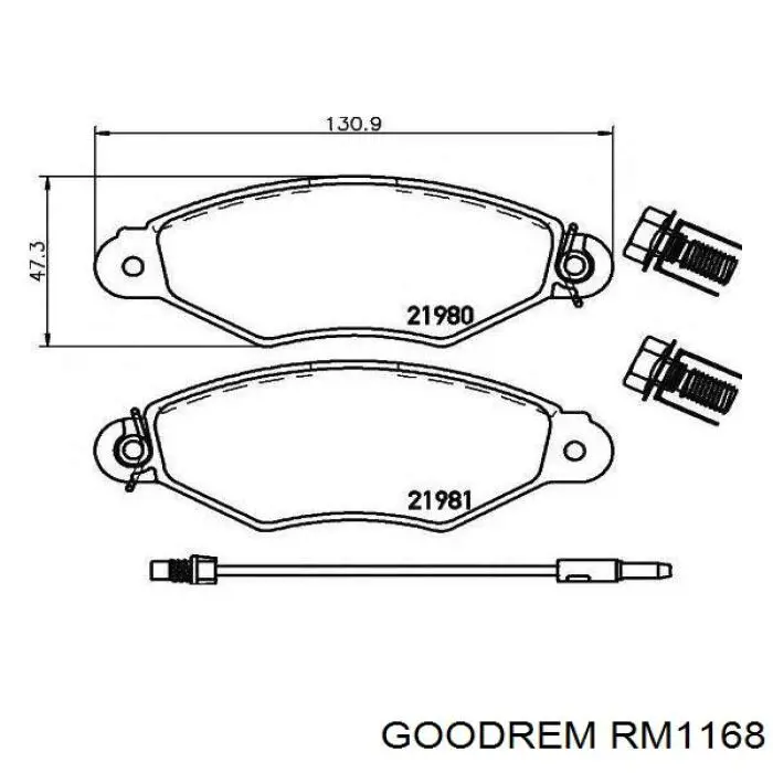 RM1168 Goodrem sapatas do freio dianteiras de disco