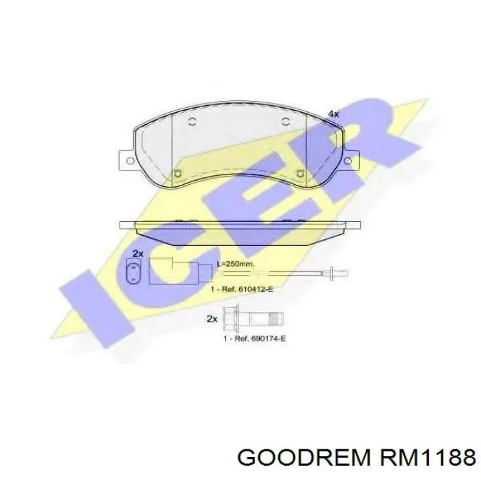 RM1188 Goodrem sapatas do freio dianteiras de disco