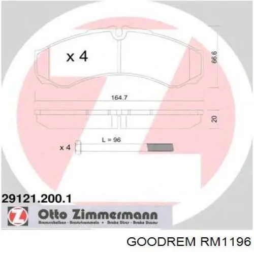 RM1196 Goodrem sapatas do freio traseiras de disco
