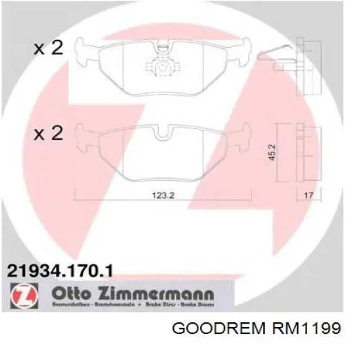 RM1199 Goodrem Колодки передние