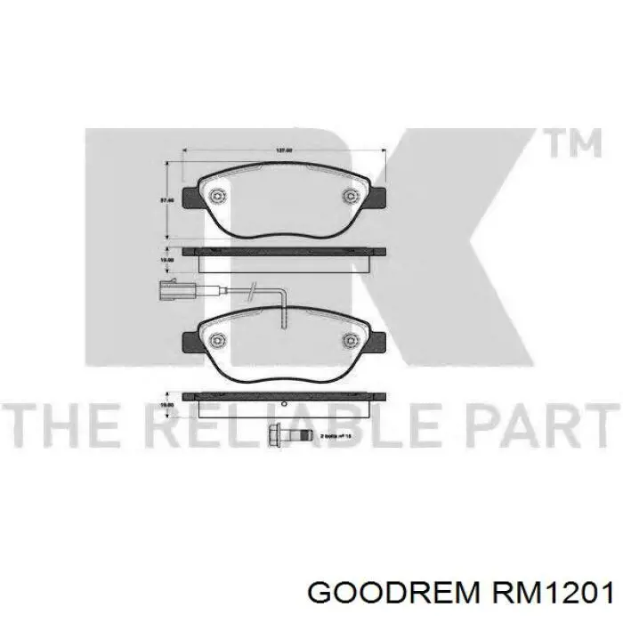 Купить RM1201 Goodrem Колодки тормозные