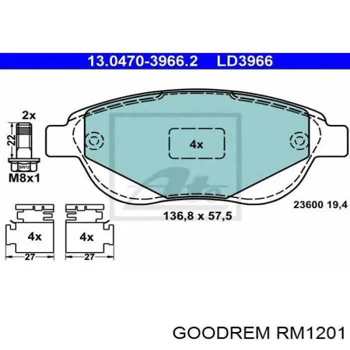 Передние тормозные колодки RM1201 Goodrem