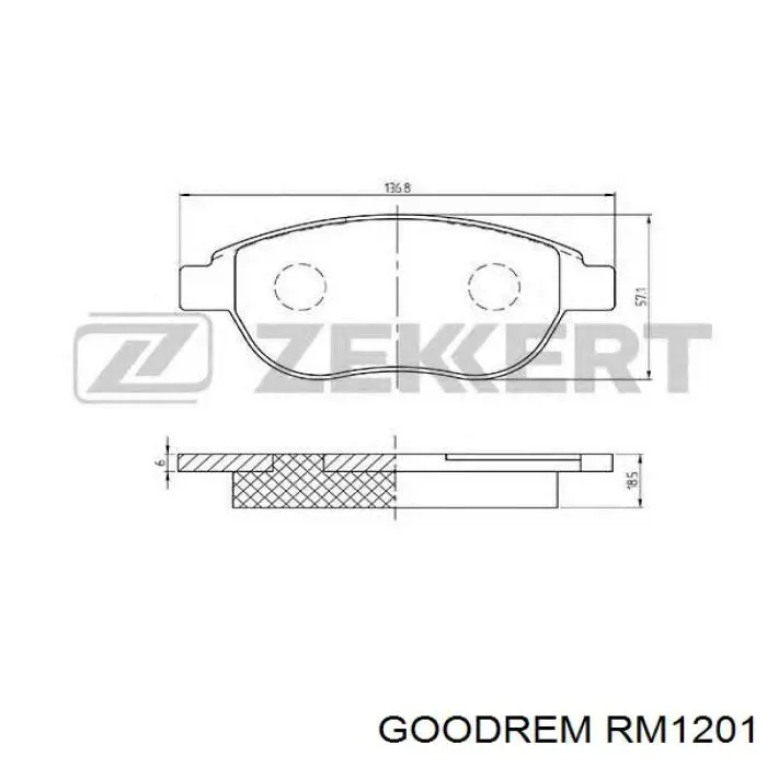 Pastillas de freno delanteras RM1201 Goodrem