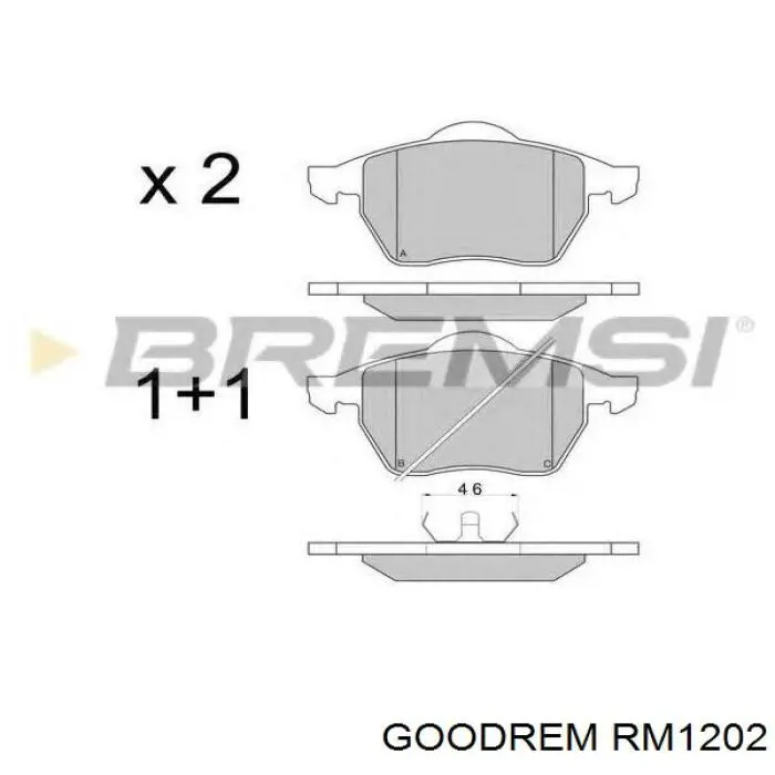 RM1202 Goodrem колодки тормозные передние дисковые