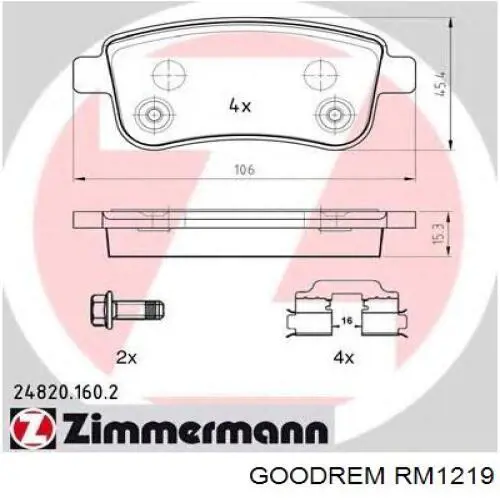 Купить RM1219 Goodrem Колодки тормозные задние, дисковые