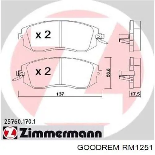 RM1251 Goodrem Колодки передние