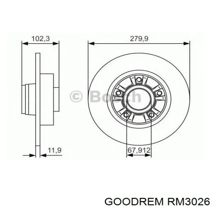 Задний тормозной диск Goodrem RM3026 цена, от 39.97 USD