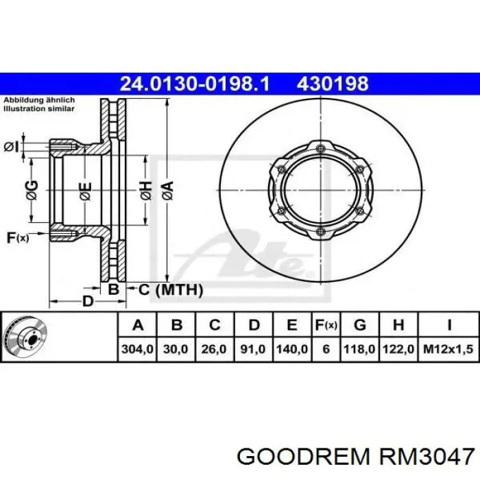 Передние тормозные диски RM3047 Goodrem