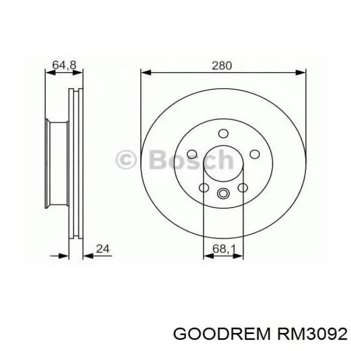 RM3092 Goodrem Диск тормозной передний