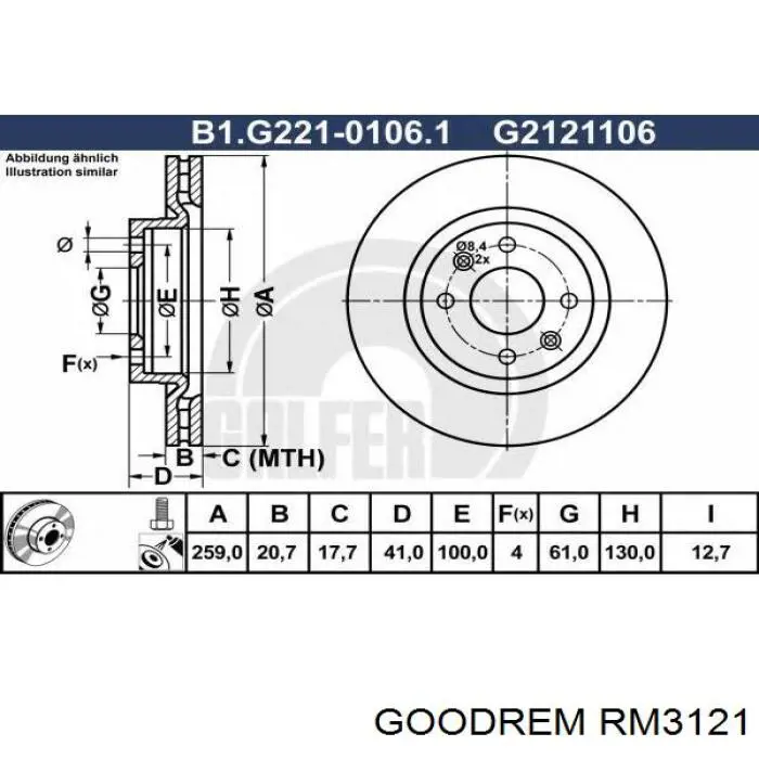 RM3121 Goodrem Диск тормозной передний