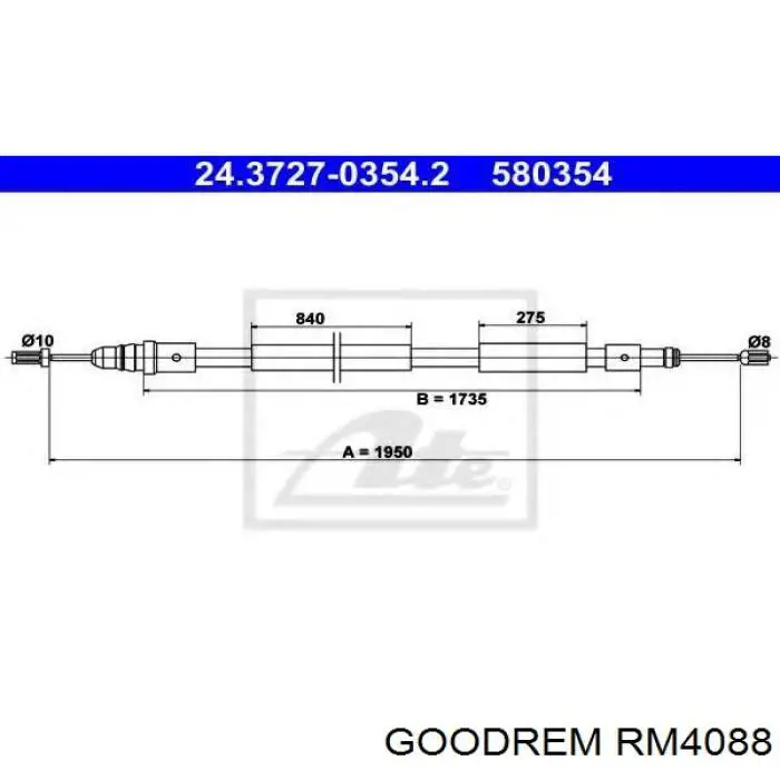 Трос ручного тормоза задний правый Goodrem RM4088