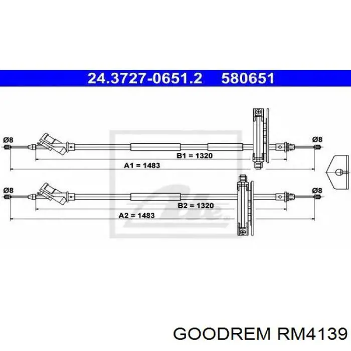 RM4139 Goodrem трос ручного тормоза задний правый/левый