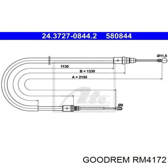 Задний трос ручника Goodrem RM4172 цена, от 7.92 USD