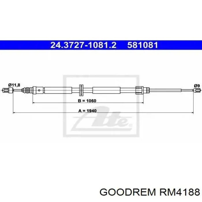Задний трос ручника RM4188 Goodrem
